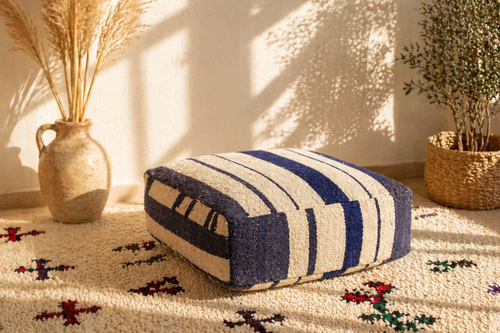 Housse de Pouf berbère vintage en laine – Pièce rare faite main
