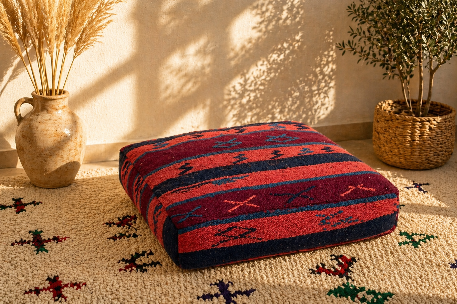 Housse de Pouf Berbère Kilim 6 différents motifs